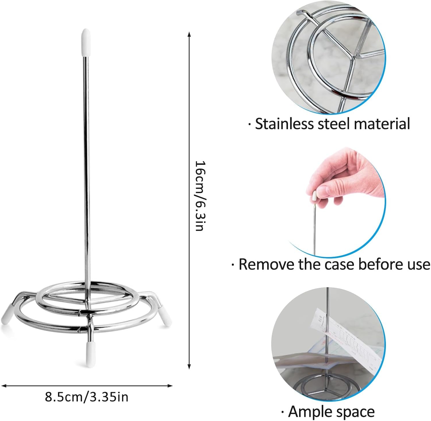 Ticket Receipt Holder Check Spindle Orders, Bill Check Fork Holder Memos and Receipt Studs - Stainless Steel - Paper Receipt Holder Studs Easily Organize Your Finances (3)