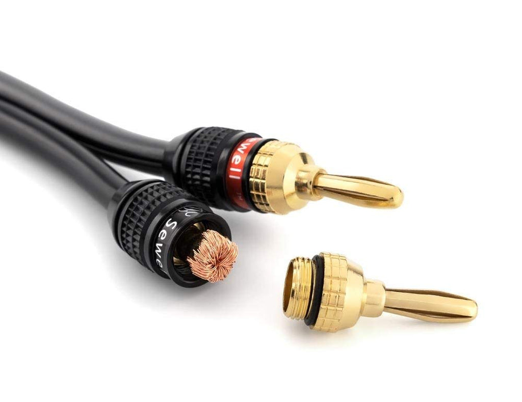 Deadbolt Banana Plugs 6-Pairs by , Gold Plated Speaker Plugs, Quick Connect, SW-29863-6