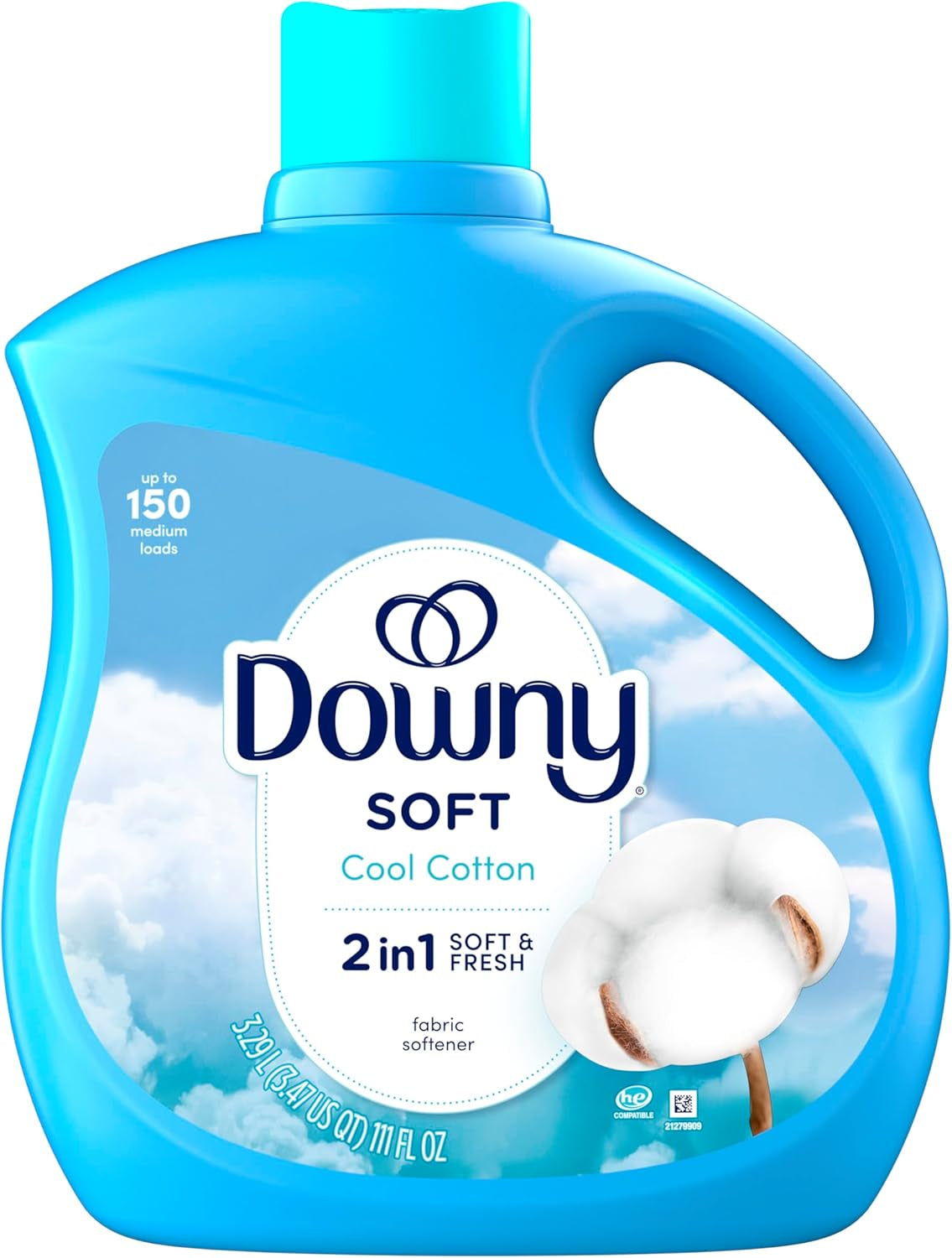 Soft, 2 in 1 Soft and Fresh Liquid Fabric Softener, Cool Cotton, 111 Fl Oz, 150 Loads, Fabric Conditioner Liquid Provides Softness and Freshness for Fabrics