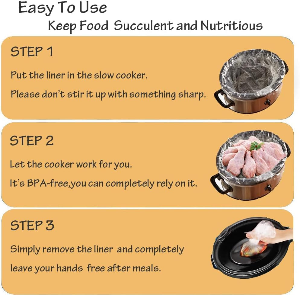 FASOZUKA Slow Cooker Liners 40×Cooking Bags Small Size Disposable Pot Liners, Fit 1QT to 3QT for Slow Cooker Cooking Trays Suitable for Oval & round Pots 11"X 16", 40 Liners (40)