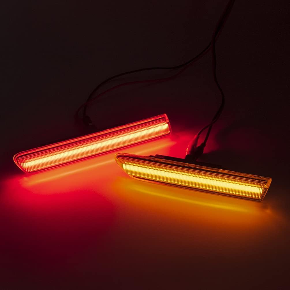 Amber/Red LED Side Marker Lights for Acura TL 2004 2005 2006 2007 2008 Clear Lens Front/Rear Left Right LED Sidemarker Lamps Replacements