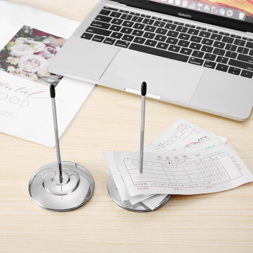 2PCS Bill Fork, Receipt Holder Spike, Stainless Steel Silver Restaurant Receipt Holder, Paper Memo Holder Check Spindle