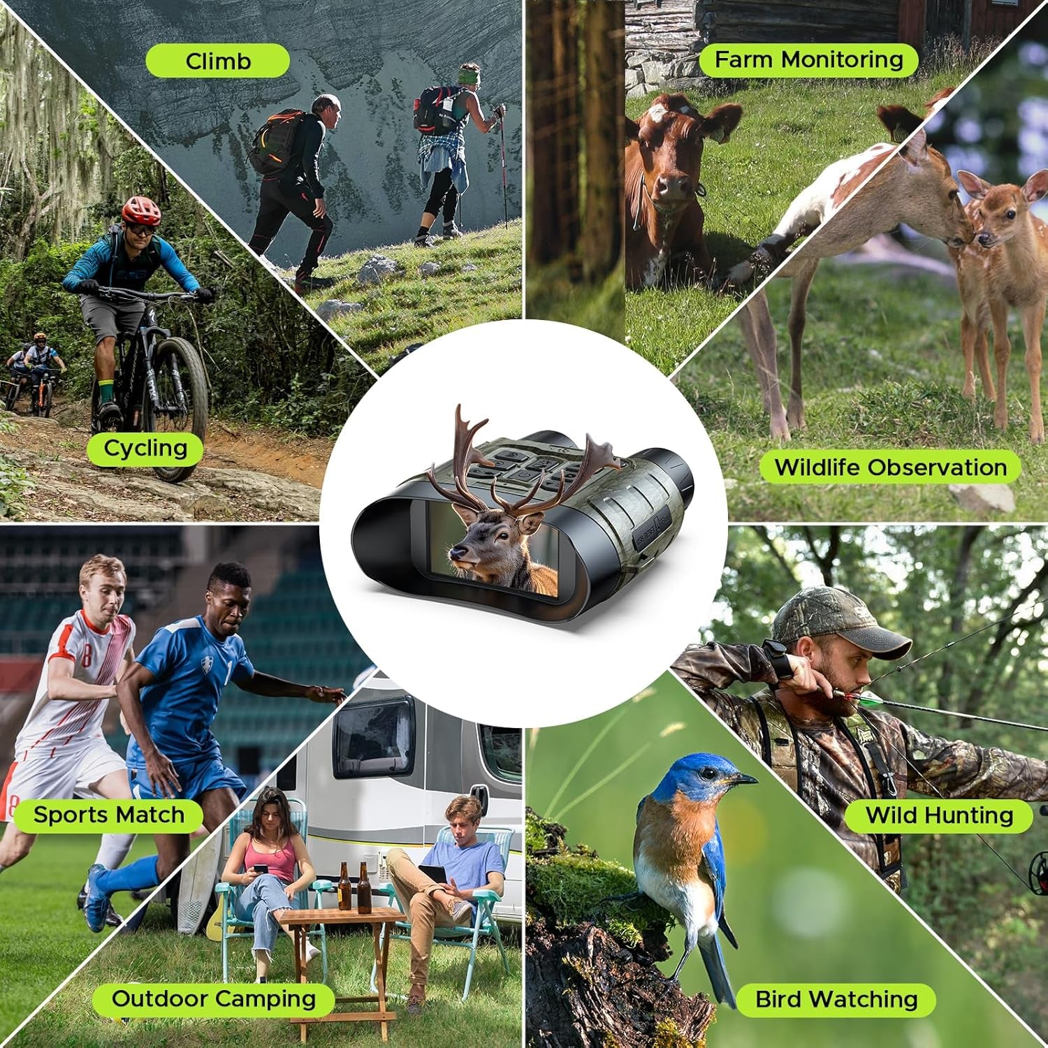 Night Vision Goggles for Adults, 112 MP 4K Night Vision Binoculars 12X Zoom & 5000Mah Battery, 64GB Card Included, Infrared Vision, 1300Ft Range, Perfect for Hunting, Camping & Security