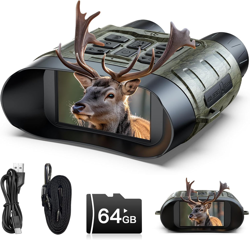 Night Vision Goggles for Adults, 112 MP 4K Night Vision Binoculars 12X Zoom & 5000Mah Battery, 64GB Card Included, Infrared Vision, 1300Ft Range, Perfect for Hunting, Camping & Security