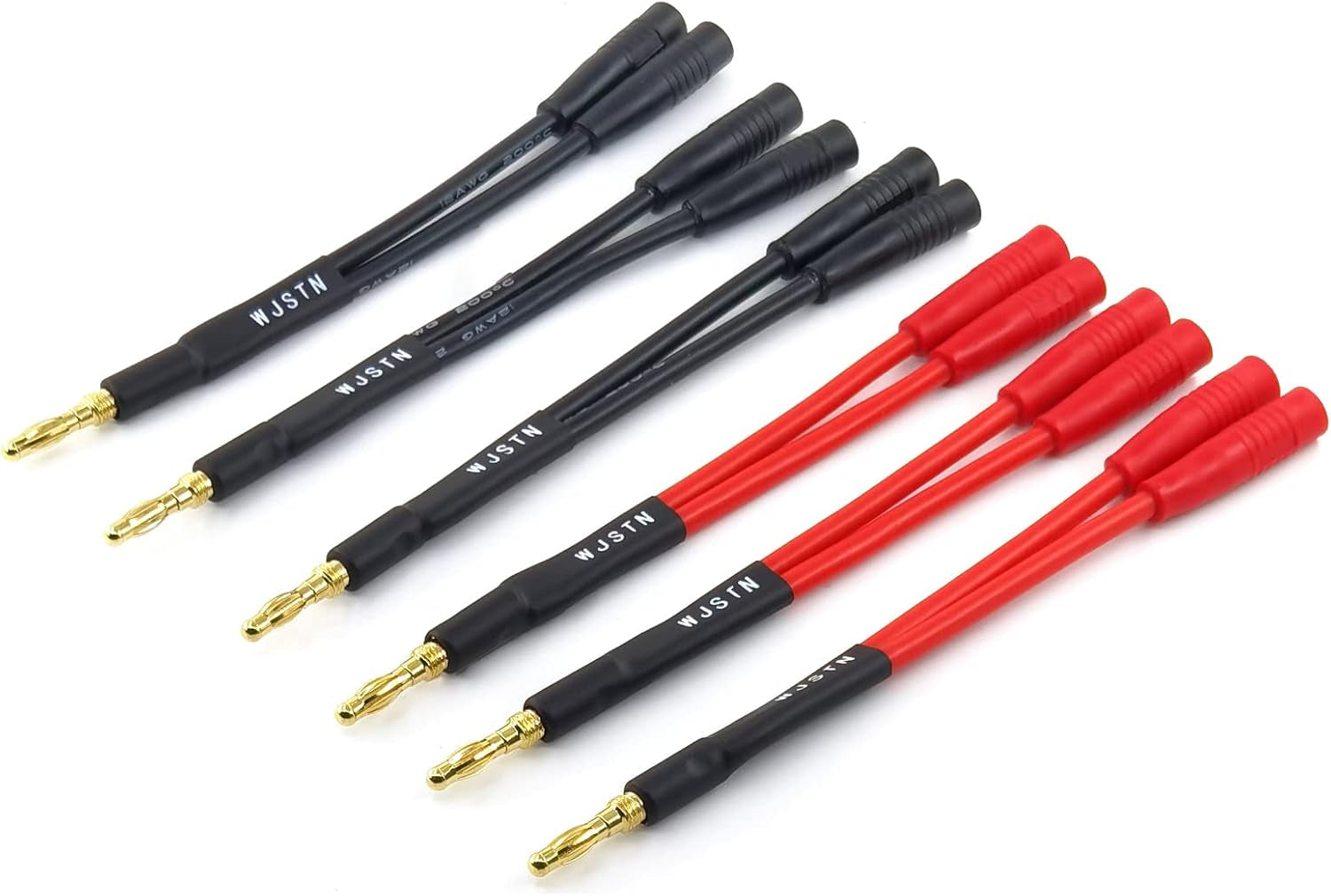 Banana Plug to 2-Female 4Mm Banana Jack Socket Plug Adapter,3 Inches Banana Plug Splitter，1 Male to 2 Female (6-Pack)