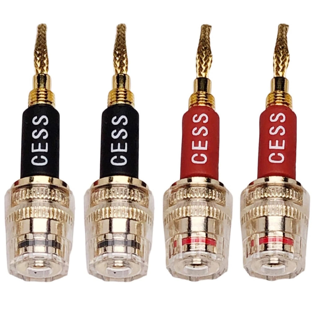 CESS-220 Pin Banana Plug to 4Mm Female Banana Jack/Speaker Wire, 4 Pack (Braided-Type to 4Mm)