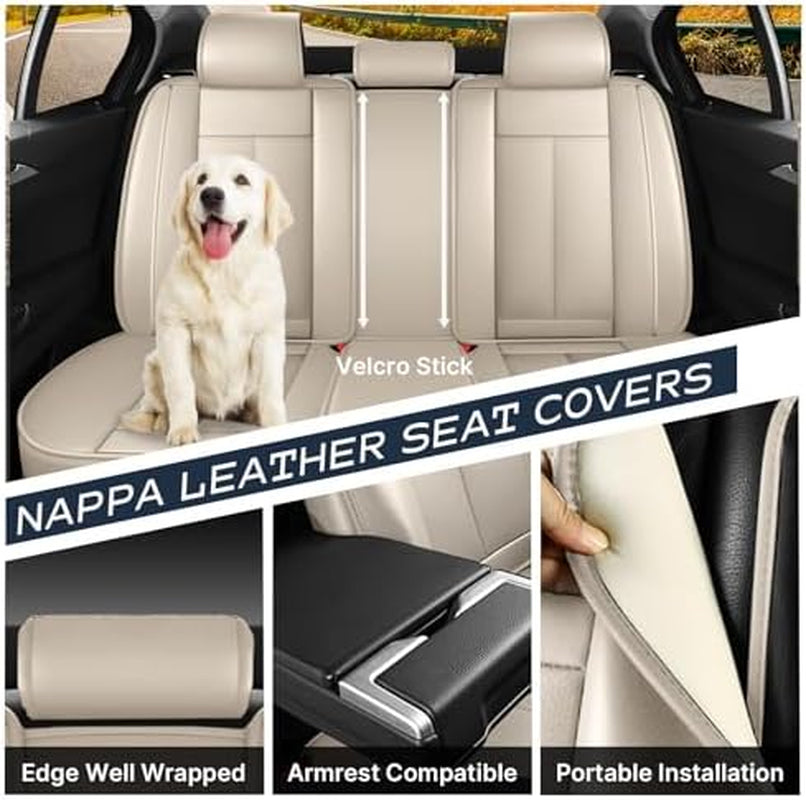 Fit for Acura TL Seat Covers 2004-2014, Full Coverage Customized, Premium Leather Waterproof Stain-Resistant Easy Install(Beige&Brown/Standard 5 Seats)