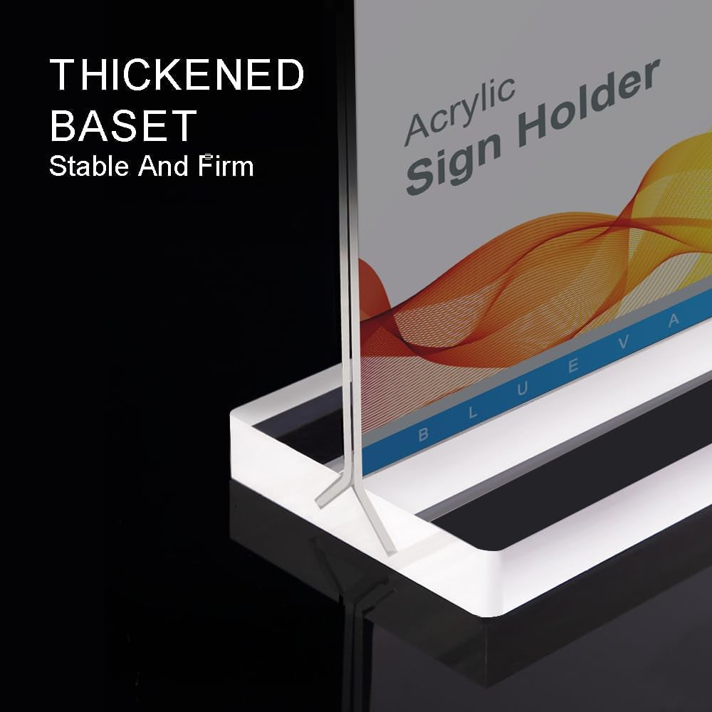 Clear Plastic Flyer Sign Holder 8.5 X 11 Standing, Horizontal Table Top Acrylic Brochure Menu Signs Holder, Double Sided Plexi Picture Photo Frame Lucite Paper Display Stand for Office Retail Vendor Show Fairs