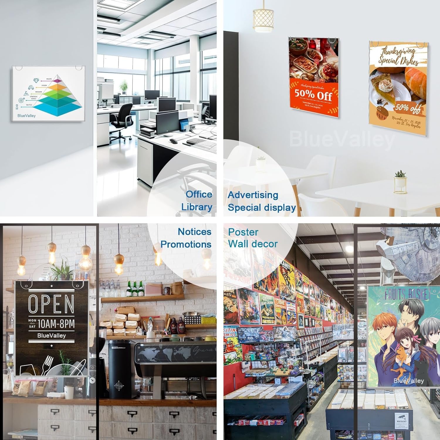 3 Pack Acrylic Sign Holder 8.5X11 Wall Mount Portrait – Clear Menu, Flyer & Picture Frame with Screws & Adhesive Tape, Wall Mounted Document Display for Office, School, Restaurant, Hotel, Public Space