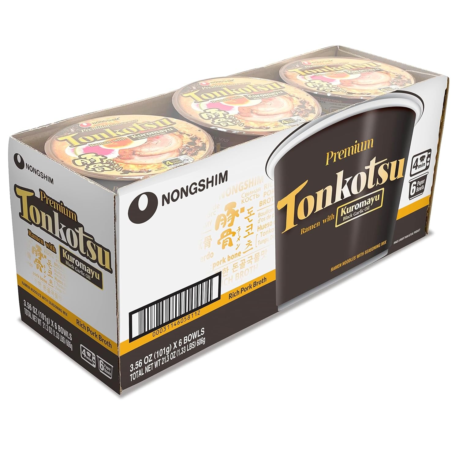 Tonkotsu Ramen with Kuromayu Noodle Big Bowl, 3.56 Ounce (Pack of 6)