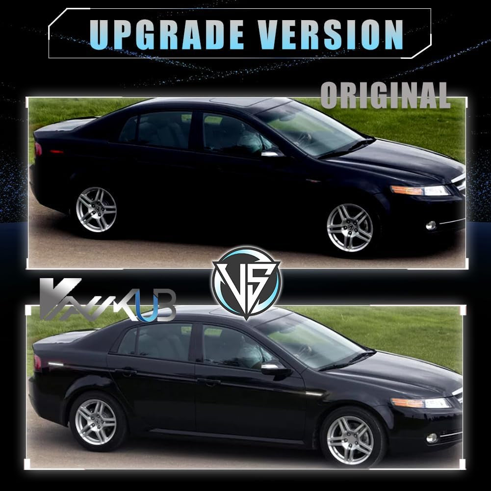 Front & Rear LED Side Marker Lights for Acura TL 2004 2005 2006 2007 2008, Acura Smoked Lens Side Bumper Marker Lights, TL White LED Turn Signal Lamps, 4 PCS