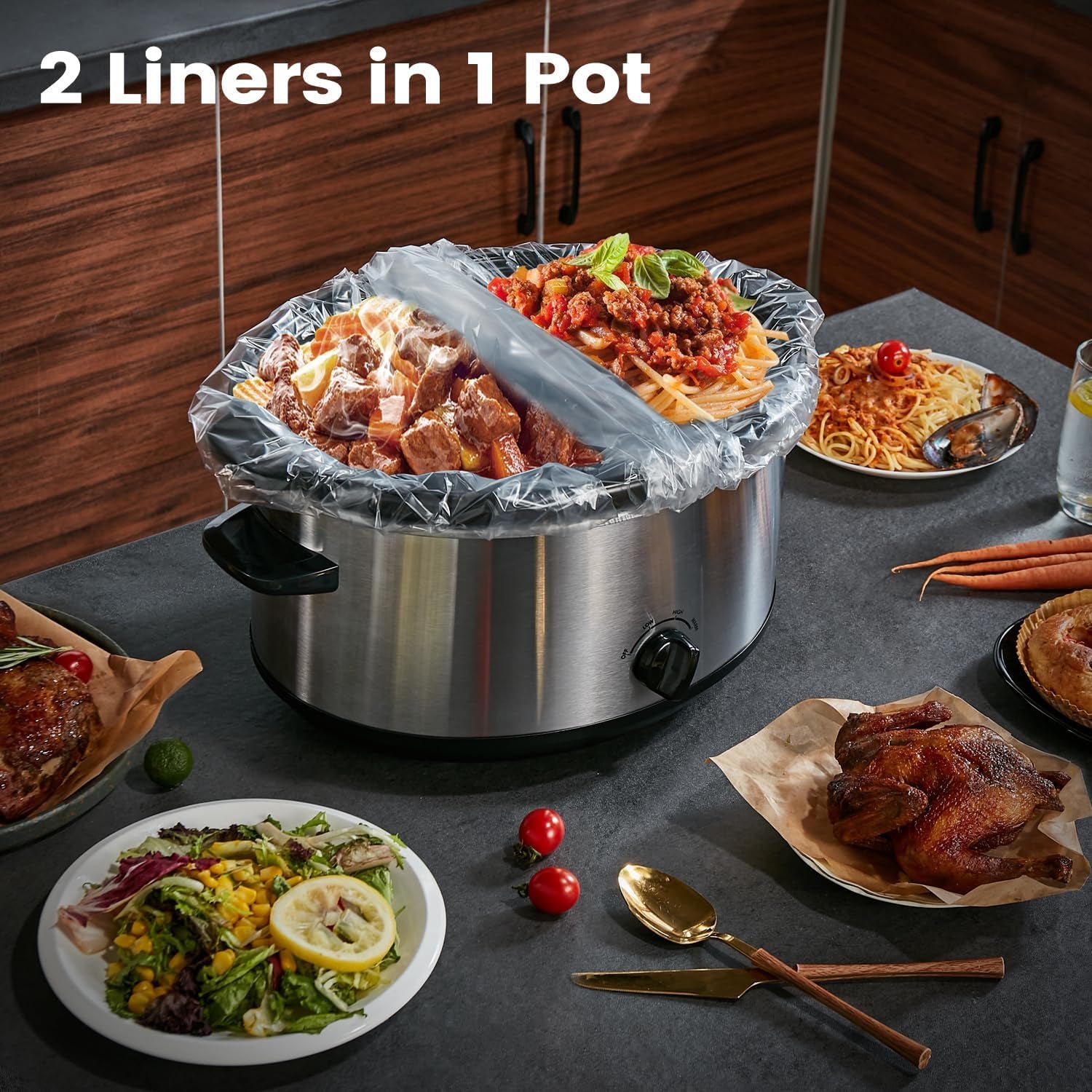 Slow Cooker Liners,  13"X 21" 30 Count Cooking Bags Large Size Disposable Pot Liners, Fit 3QT to 8.5QT for Slow Cooker Cooking Trays, Multi-Purpose Durable Liners Plastic Bags, BPA Free