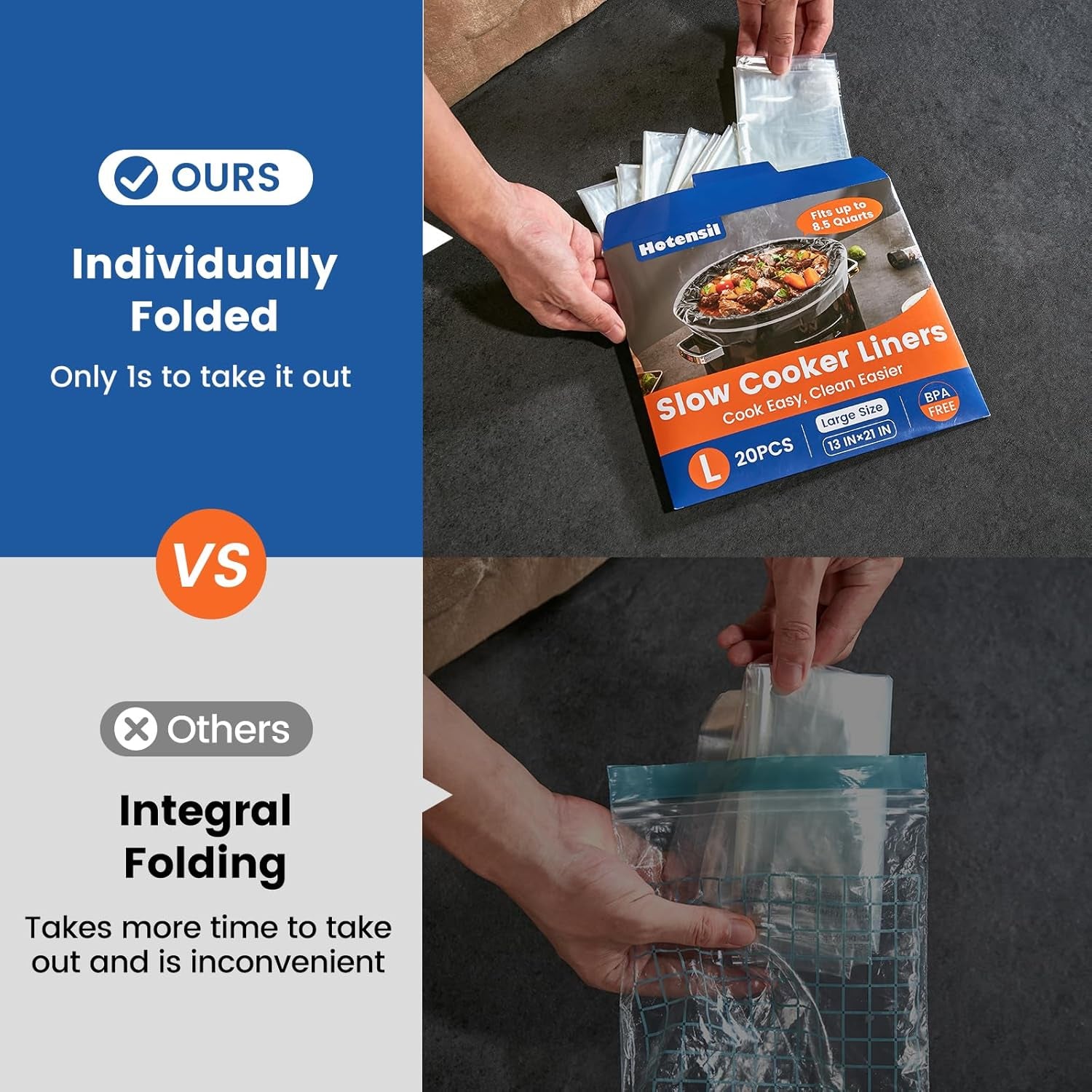 Slow Cooker Liners,  13"X 21" 30 Count Cooking Bags Large Size Disposable Pot Liners, Fit 3QT to 8.5QT for Slow Cooker Cooking Trays, Multi-Purpose Durable Liners Plastic Bags, BPA Free