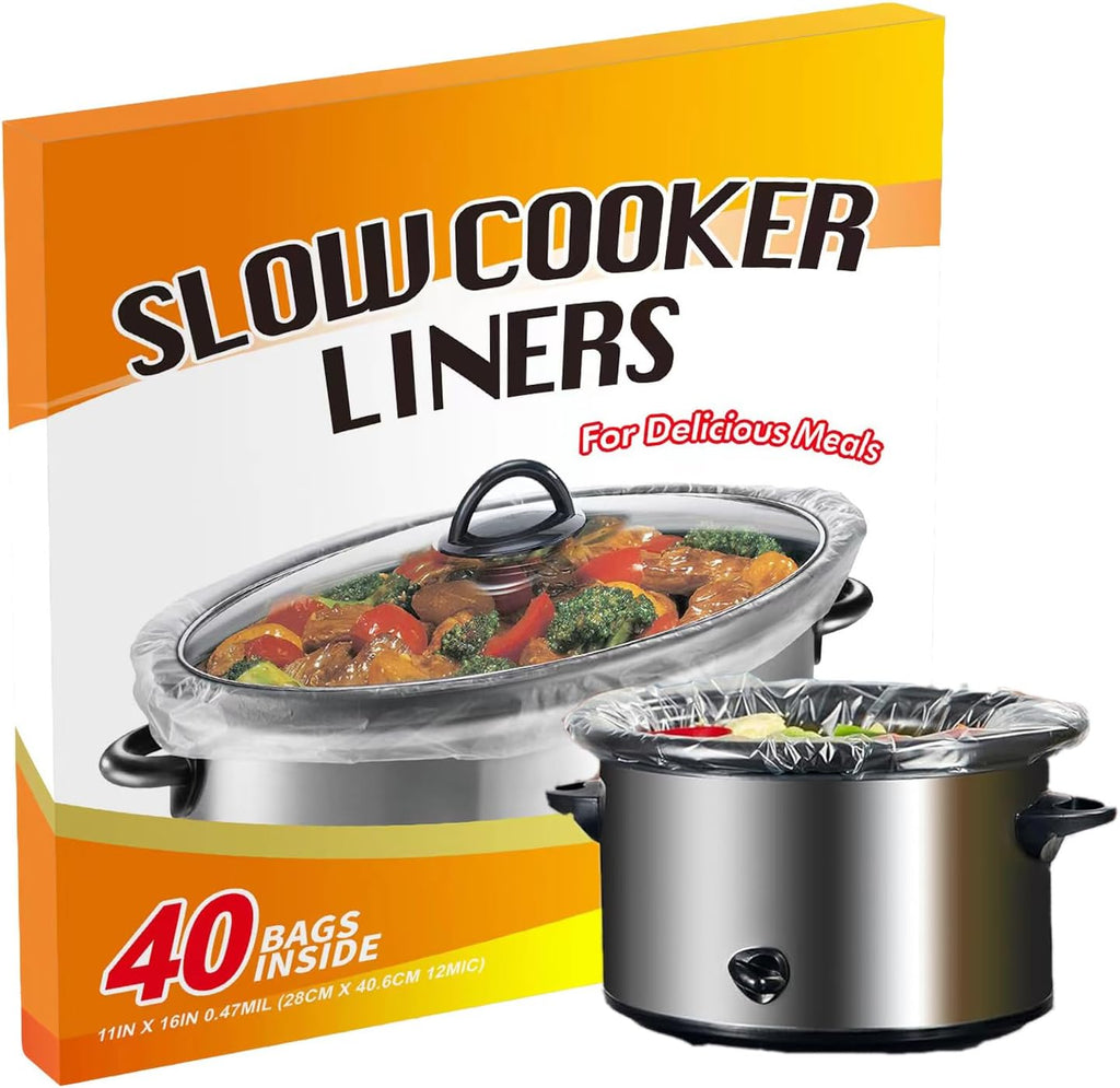 FASOZUKA Slow Cooker Liners 40×Cooking Bags Small Size Disposable Pot Liners, Fit 1QT to 3QT for Slow Cooker Cooking Trays Suitable for Oval & round Pots 11"X 16", 40 Liners (40)