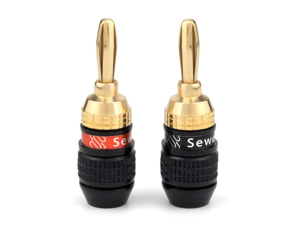 Deadbolt Banana Plugs 6-Pairs by , Gold Plated Speaker Plugs, Quick Connect, SW-29863-6