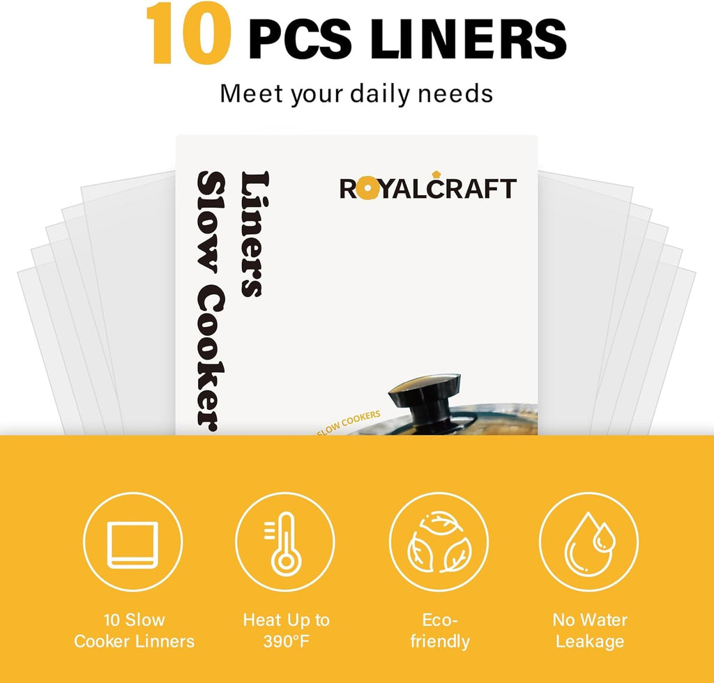 Slow Cooker Liners, Disposable Cooking Bags Large Size Pot Liners Fit 1QT to 4Qt,Suitable for Oval & round Pot 10 Count