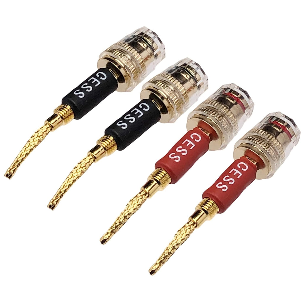 CESS-220 Pin Banana Plug to 4Mm Female Banana Jack/Speaker Wire, 4 Pack (Braided-Type to 4Mm)