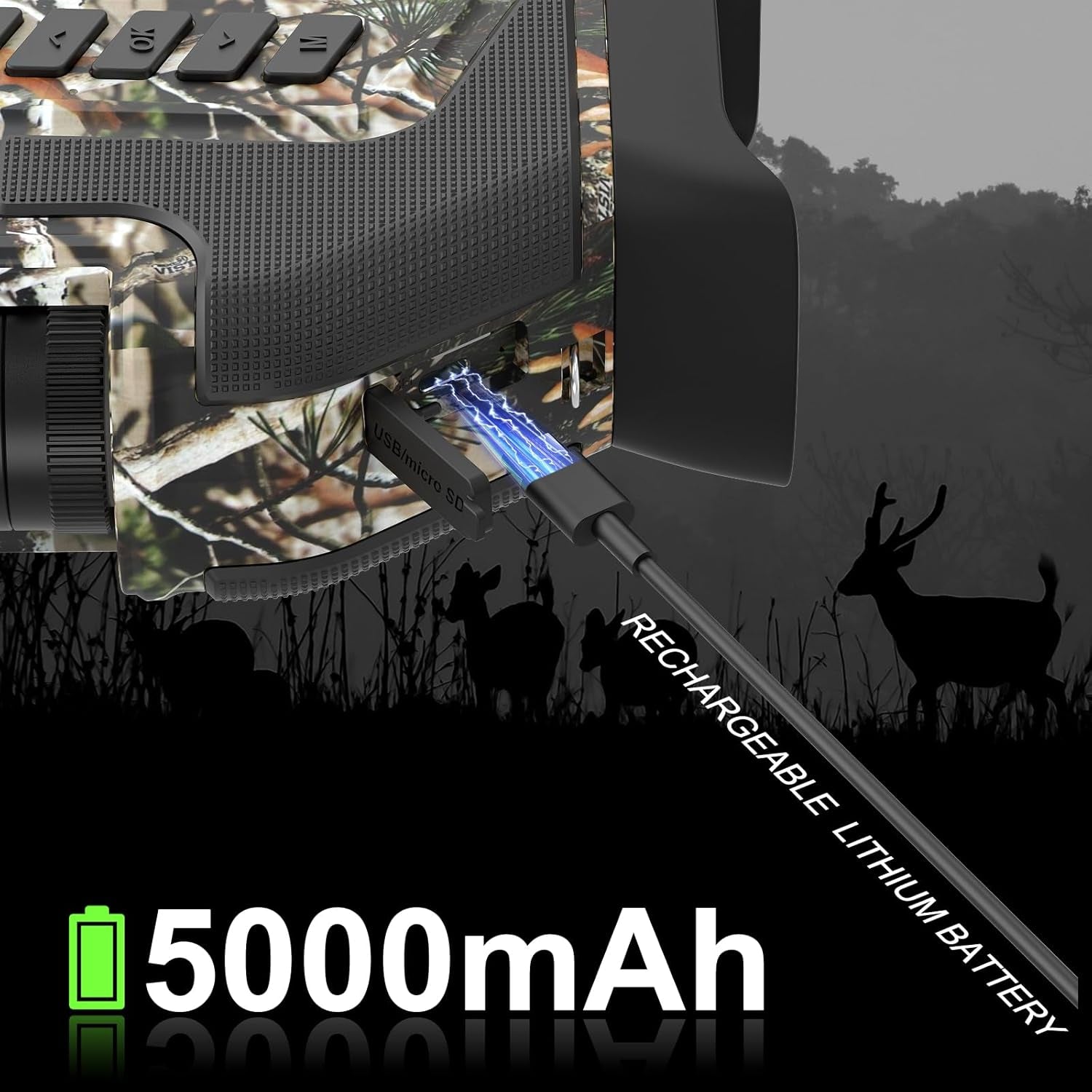 4K Night Vision Goggles– 10X Optical & 8X Digital Zoom, 1315FT Infrared Range, Rechargeable 5000Mah Battery, IPX Waterproof, Ideal for Camping