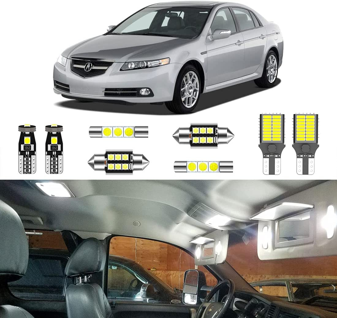 12PCS Super Bright White LED Interior Light Kit Package for Acura TL 2004 2005 2006 2007 2008 + License Plate Lights and Install Tool