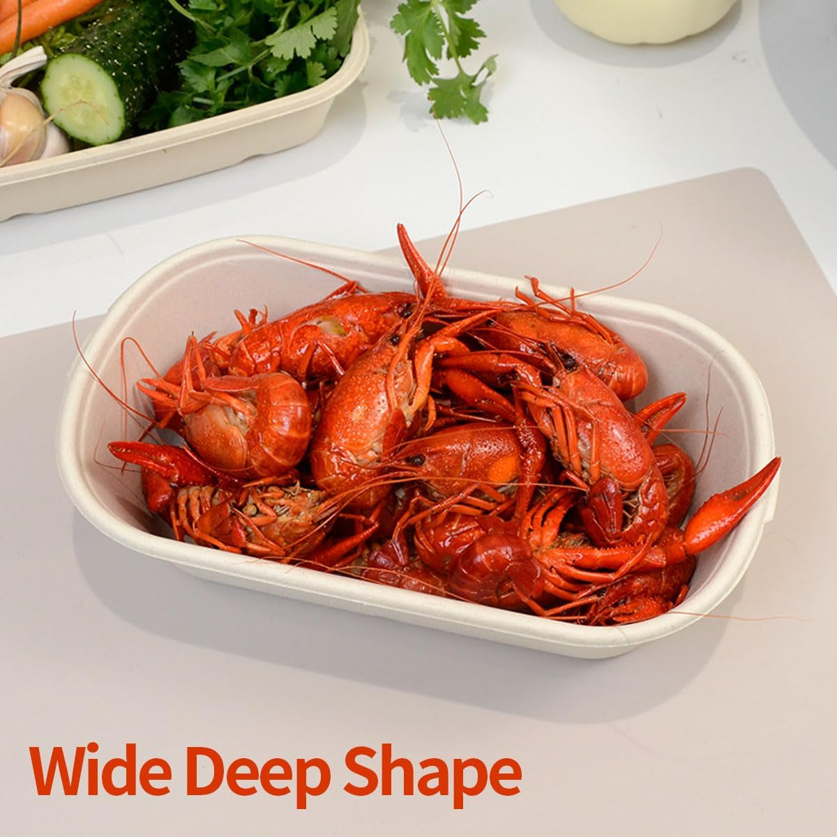 50 Pack 32 Oz Paper Meal Prep Containers Disposable Food Conatiners with Lids, Deep Large Meal Prep and Take Out Food Containers for Salads, Lunch (50 Bowls 50 Lids)