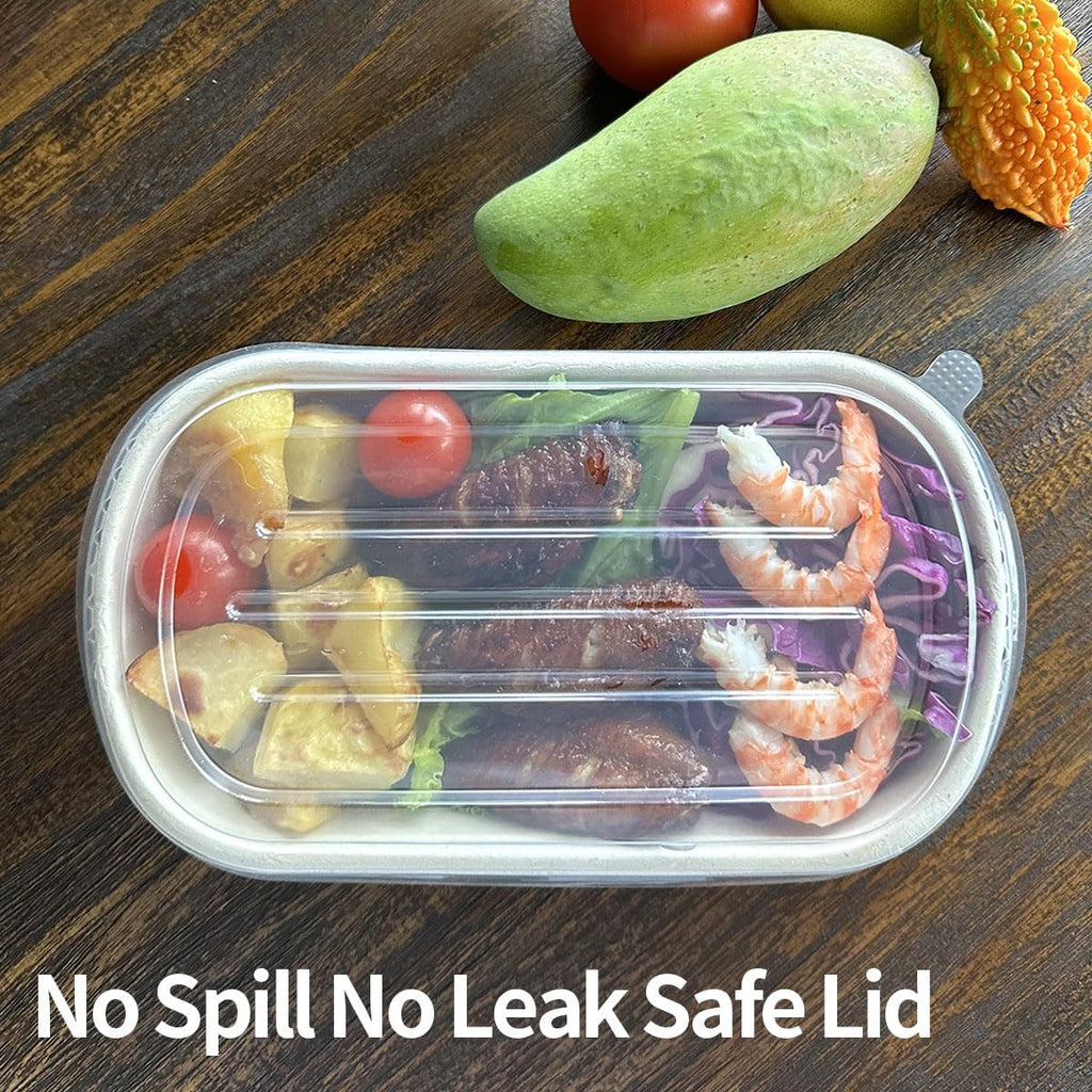 50 Pack 32 Oz Paper Meal Prep Containers Disposable Food Conatiners with Lids, Deep Large Meal Prep and Take Out Food Containers for Salads, Lunch (50 Bowls 50 Lids)