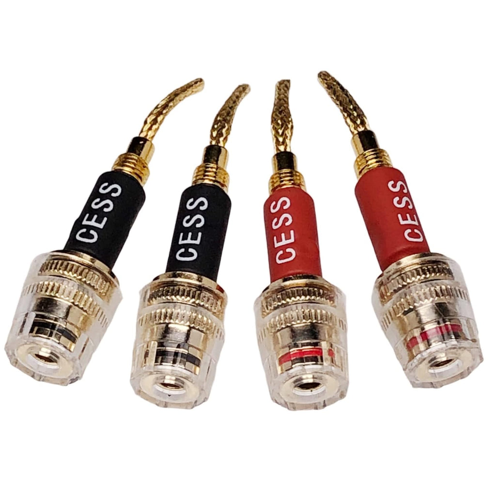 CESS-220 Pin Banana Plug to 4Mm Female Banana Jack/Speaker Wire, 4 Pack (Braided-Type to 4Mm)