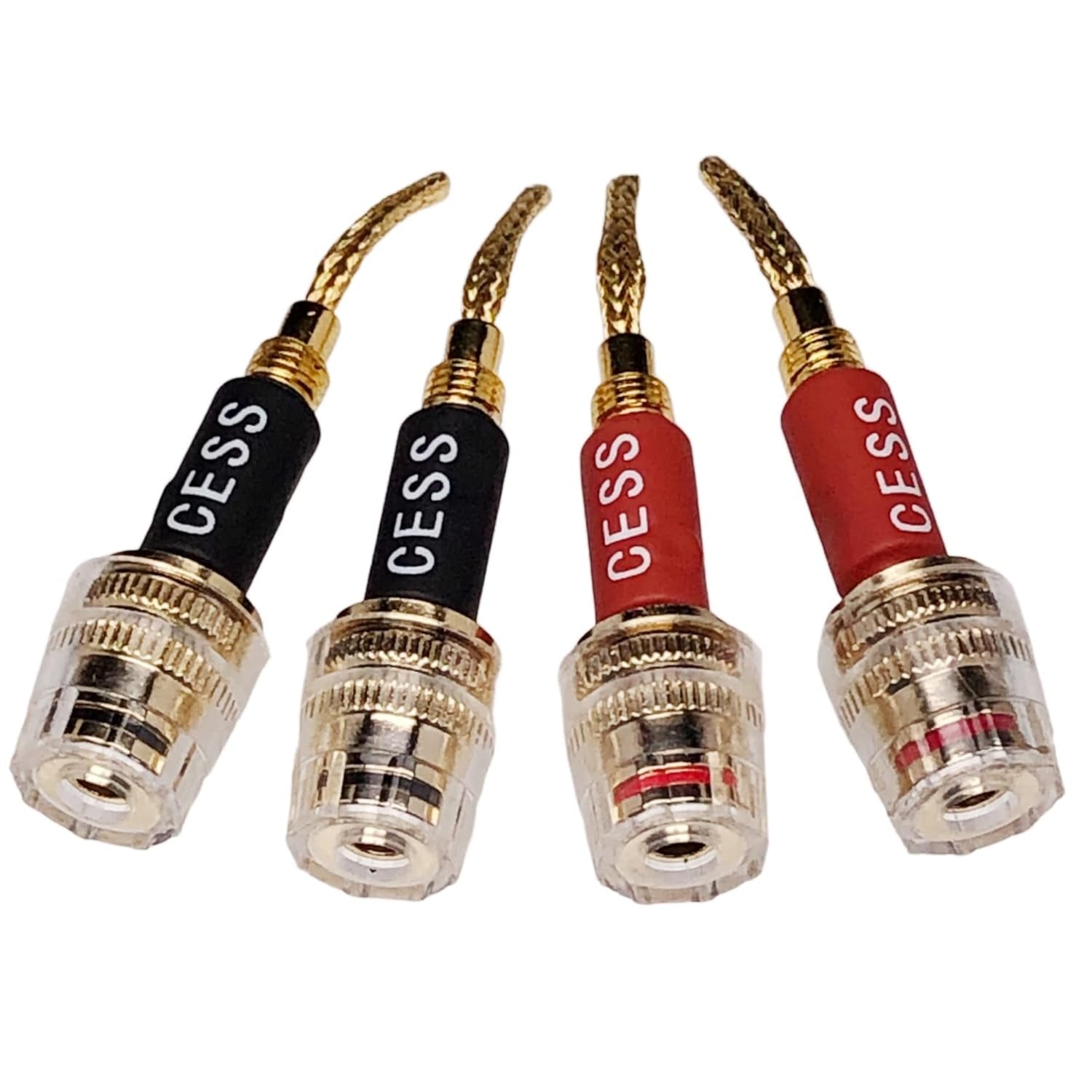 CESS-220 Pin Banana Plug to 4Mm Female Banana Jack/Speaker Wire, 4 Pack (Braided-Type to 4Mm)