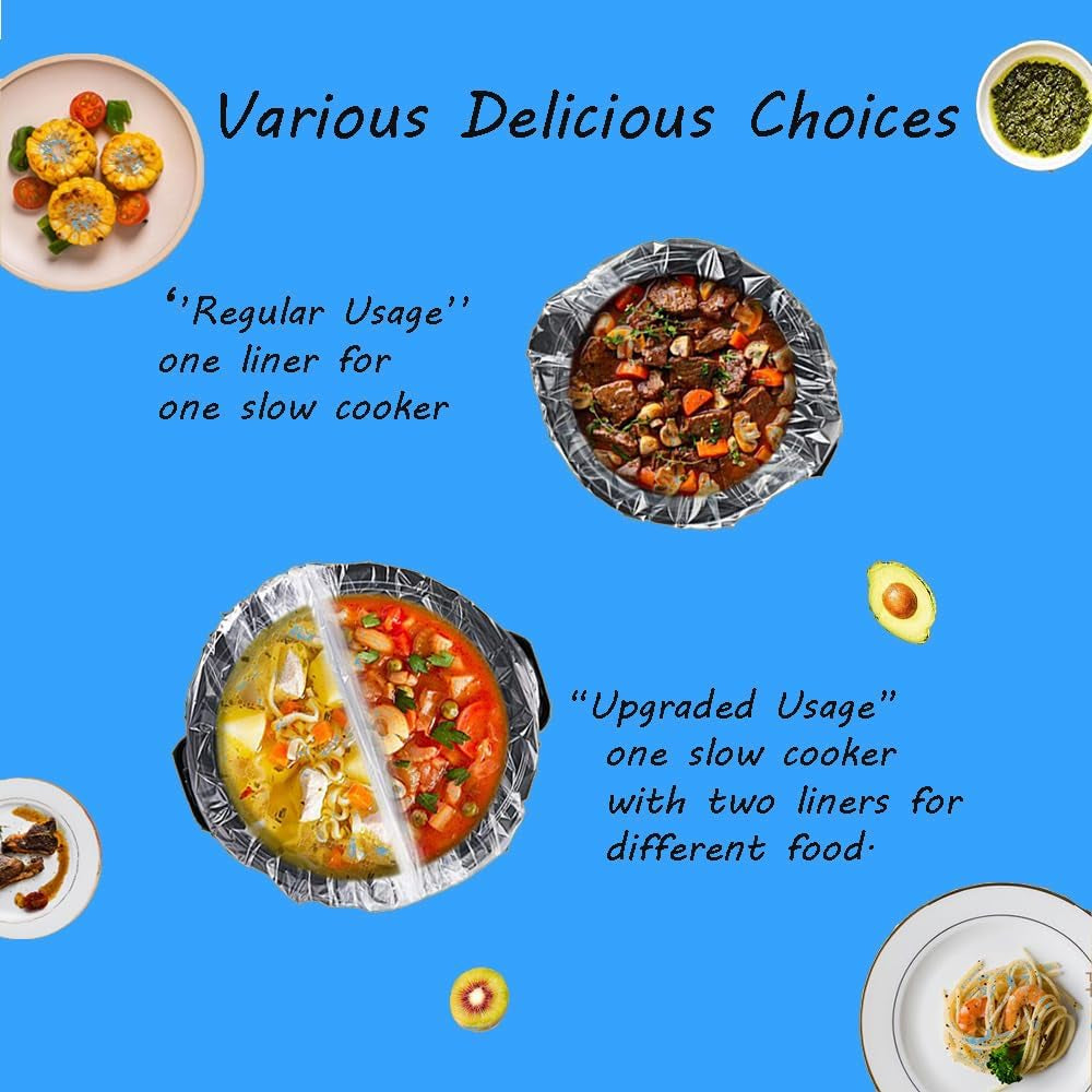 Slow Cooker Liners Small Size Pot Liners Disposable Cooking Bags Fit 1QT to 3QT Suitable for Slow Cooker and Oval & round Pot (32)