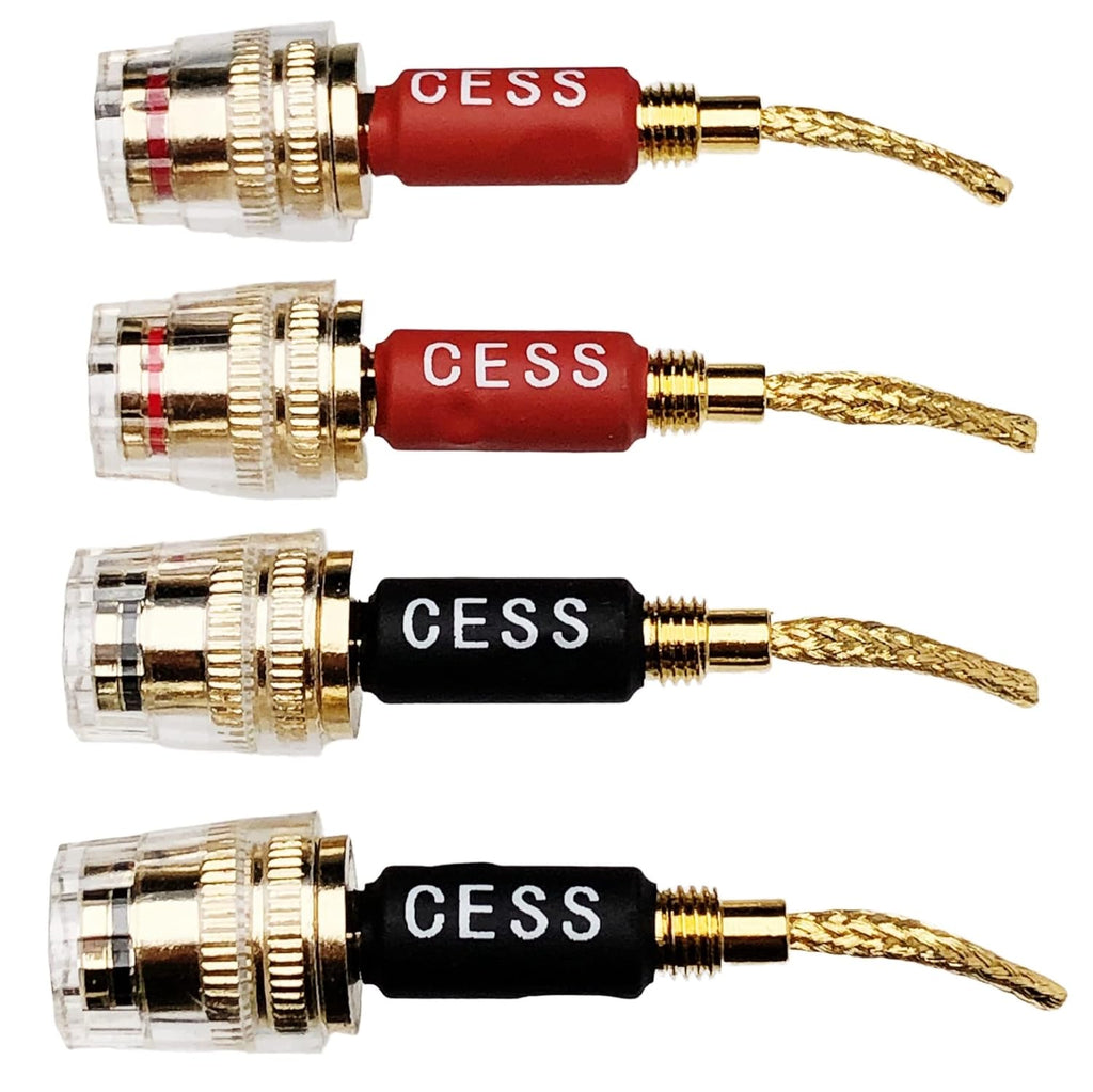 CESS-220 Pin Banana Plug to 4Mm Female Banana Jack/Speaker Wire, 4 Pack (Braided-Type to 4Mm)