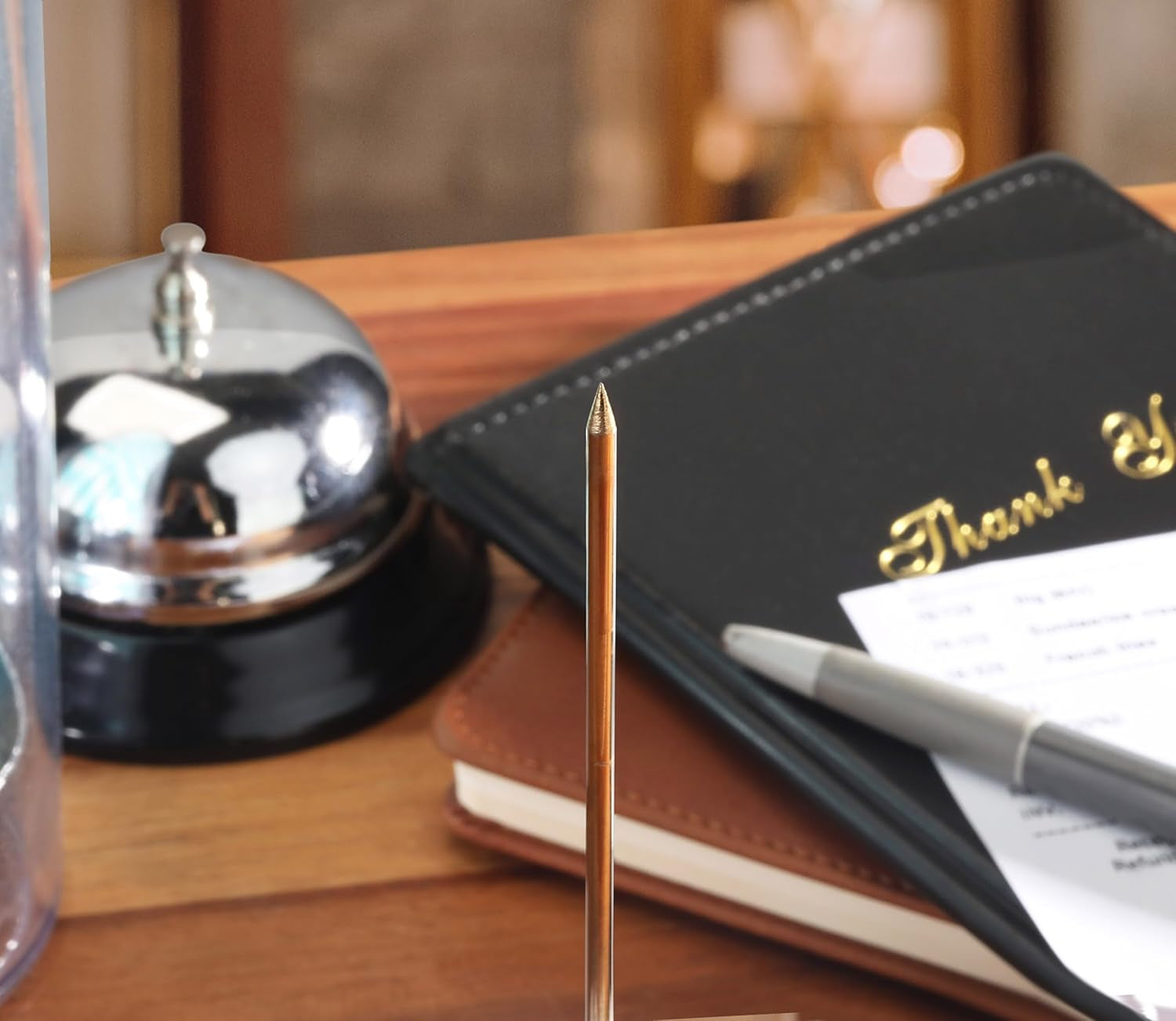 23770 Brass Plated Check Spindle Holder for Receipts, 6.5-Inch, Gold