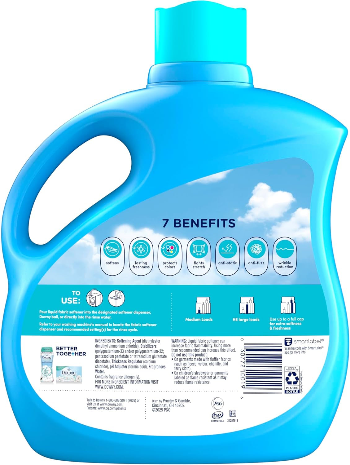 Soft, 2 in 1 Soft and Fresh Liquid Fabric Softener, Cool Cotton, 111 Fl Oz, 150 Loads, Fabric Conditioner Liquid Provides Softness and Freshness for Fabrics