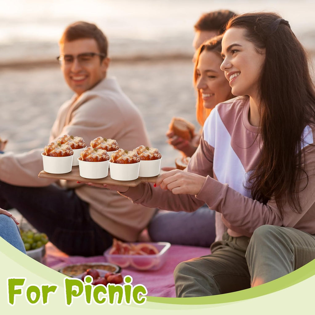 100 Pack Paper Soup Containers with Lids Disposable Paper Food Containers with Vented Lids Kraft Ice Cream Bowls Soup Cup Ice Cream Cups for Restaurants(4 Oz,White)