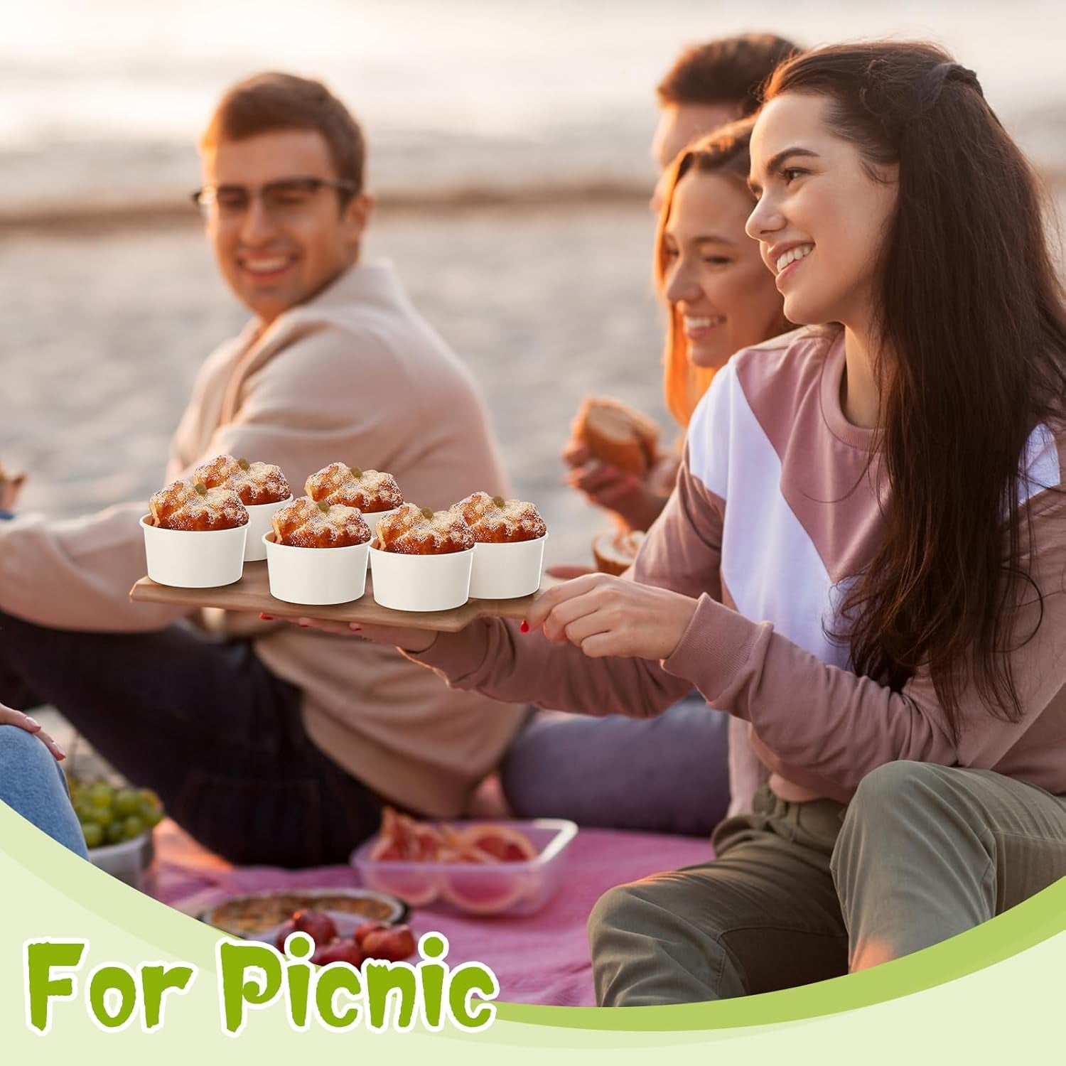 100 Pack Paper Soup Containers with Lids Disposable Paper Food Containers with Vented Lids Kraft Ice Cream Bowls Soup Cup Ice Cream Cups for Restaurants(4 Oz,White)