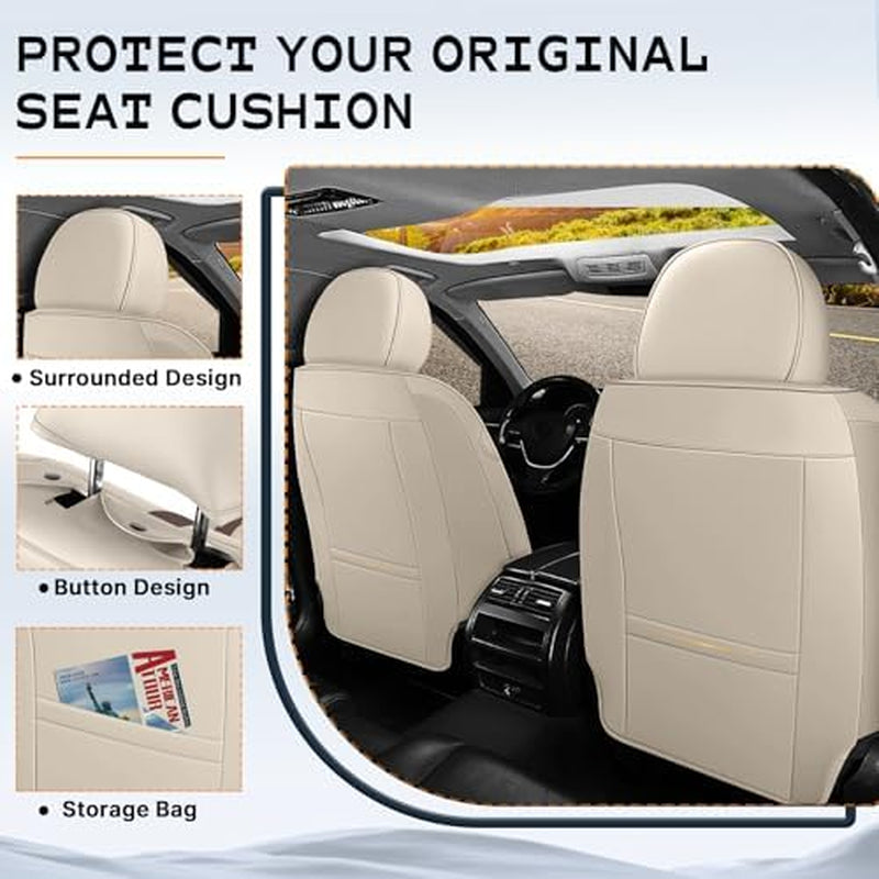 Fit for Acura TL Seat Covers 2004-2014, Full Coverage Customized, Premium Leather Waterproof Stain-Resistant Easy Install(Beige&Brown/Standard 5 Seats)
