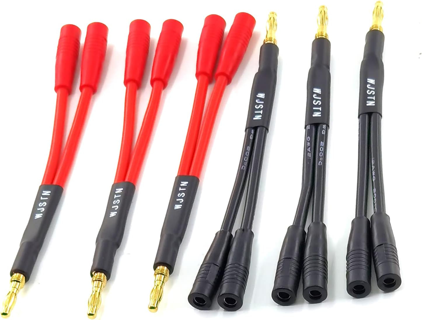 Banana Plug to 2-Female 4Mm Banana Jack Socket Plug Adapter,3 Inches Banana Plug Splitter，1 Male to 2 Female (6-Pack)