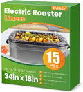 Electric Roaster Liners 34 X 18 Inch 15 Counts Disposable Roaster Liners Fits 16, 18, 22 Quarts Roasters, Roasting Oven Liners Cooking Bags for Immediate Cleanup