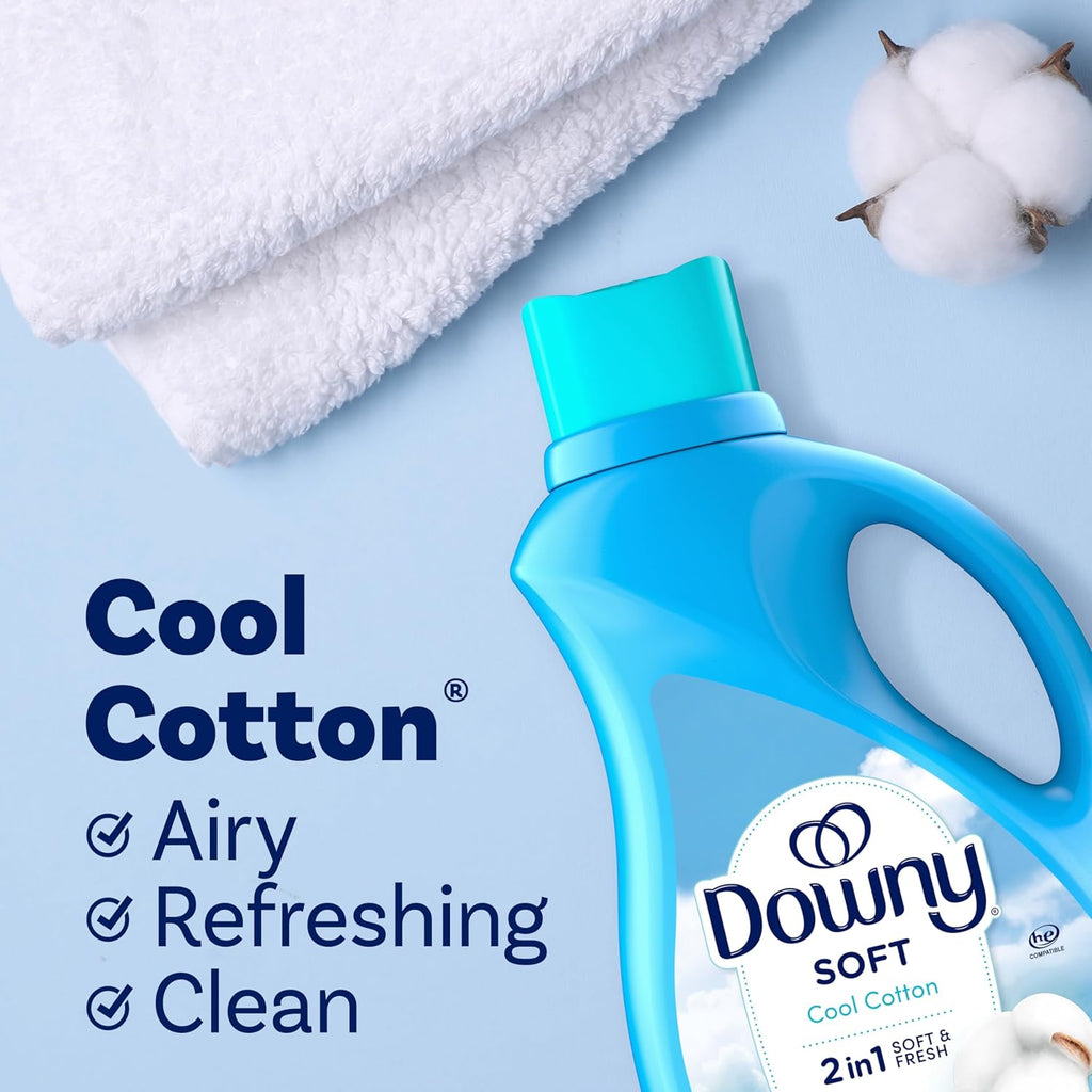 Soft, 2 in 1 Soft and Fresh Liquid Fabric Softener, Cool Cotton, 111 Fl Oz, 150 Loads, Fabric Conditioner Liquid Provides Softness and Freshness for Fabrics
