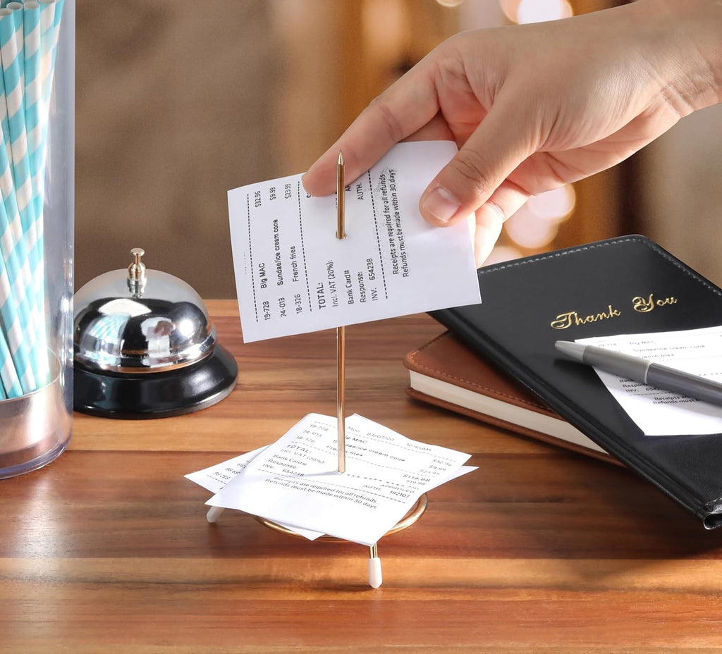 23770 Brass Plated Check Spindle Holder for Receipts, 6.5-Inch, Gold