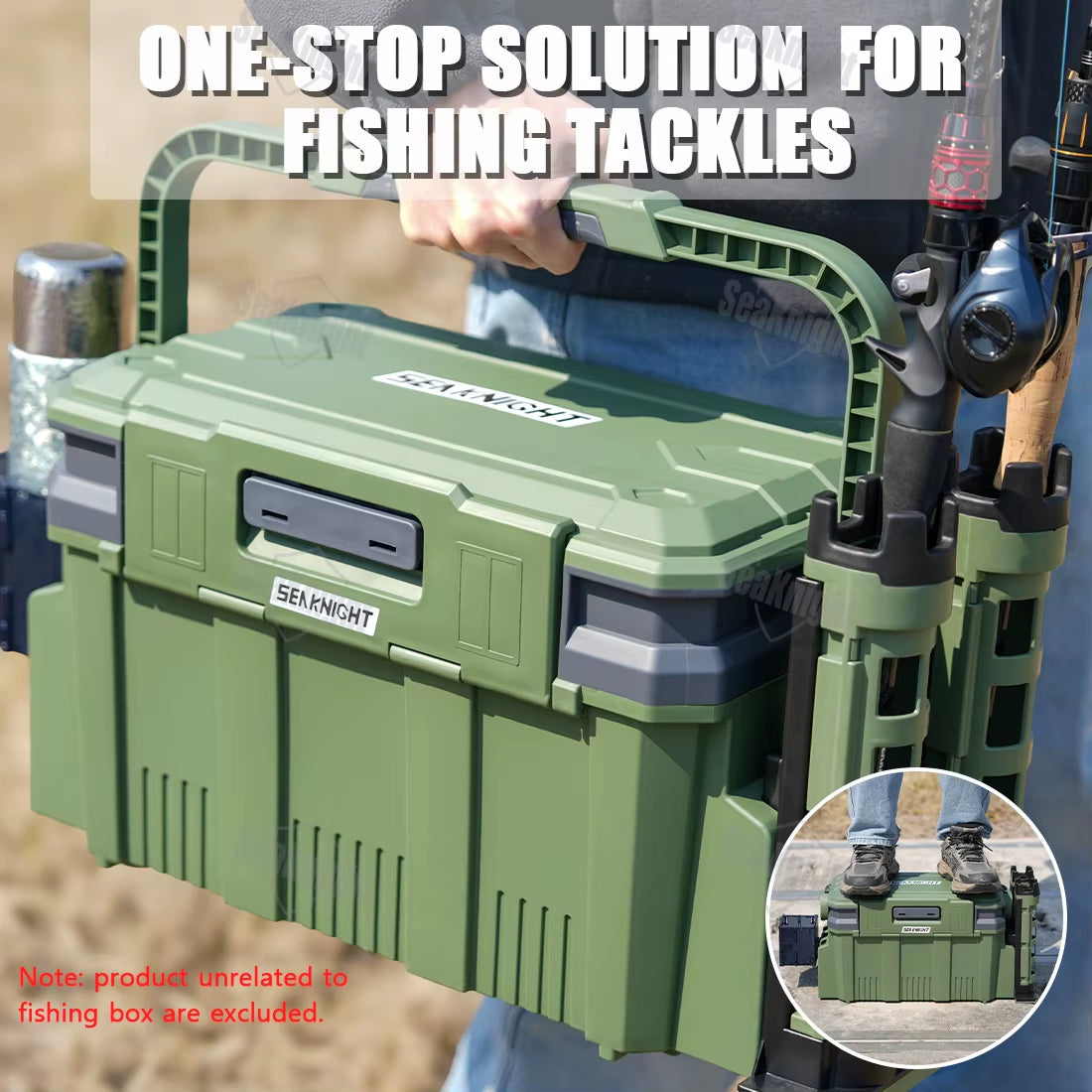 Brand 20L Fishing Tackle Box SK05 Double Layer Large Capacity Hard Fishing Storage Box Multifunctional Case Rod Holder