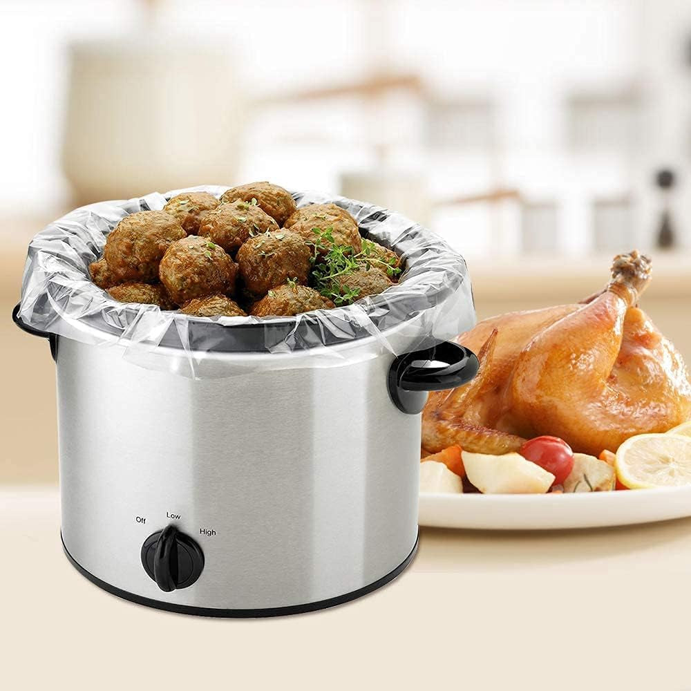 Slow Cooker Liners Disposable Cooking Bags Small Size Pot Liners Fit 1QT to 3QT Suitable for Oval & round Pot- 40 Bags