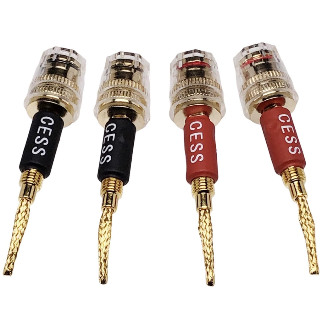 CESS-220 Pin Banana Plug to 4Mm Female Banana Jack/Speaker Wire, 4 Pack (Braided-Type to 4Mm)