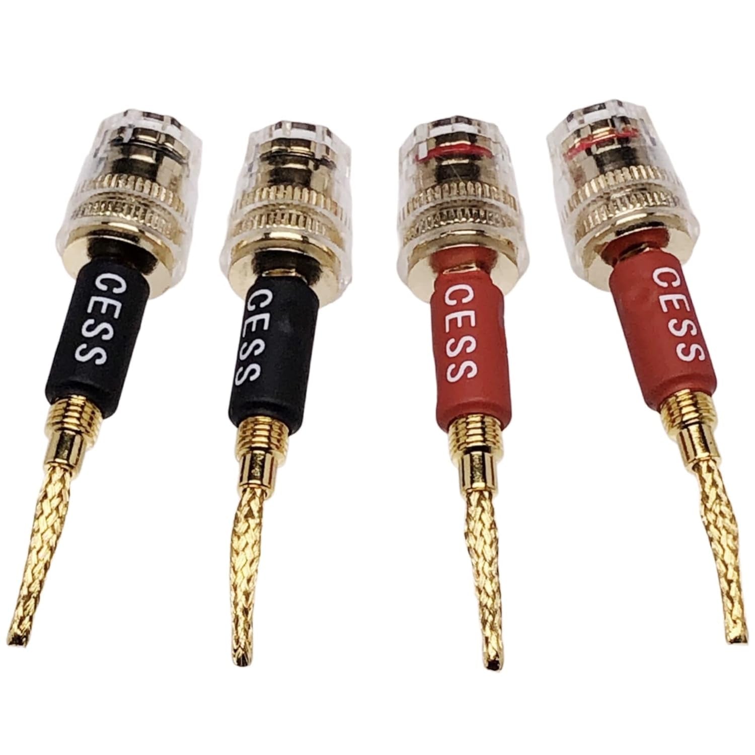 CESS-220 Pin Banana Plug to 4Mm Female Banana Jack/Speaker Wire, 4 Pack (Braided-Type to 4Mm)