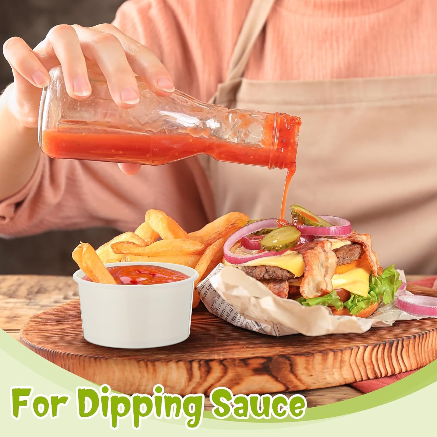 100 Pack Paper Soup Containers with Lids Disposable Paper Food Containers with Vented Lids Kraft Ice Cream Bowls Soup Cup Ice Cream Cups for Restaurants(4 Oz,White)