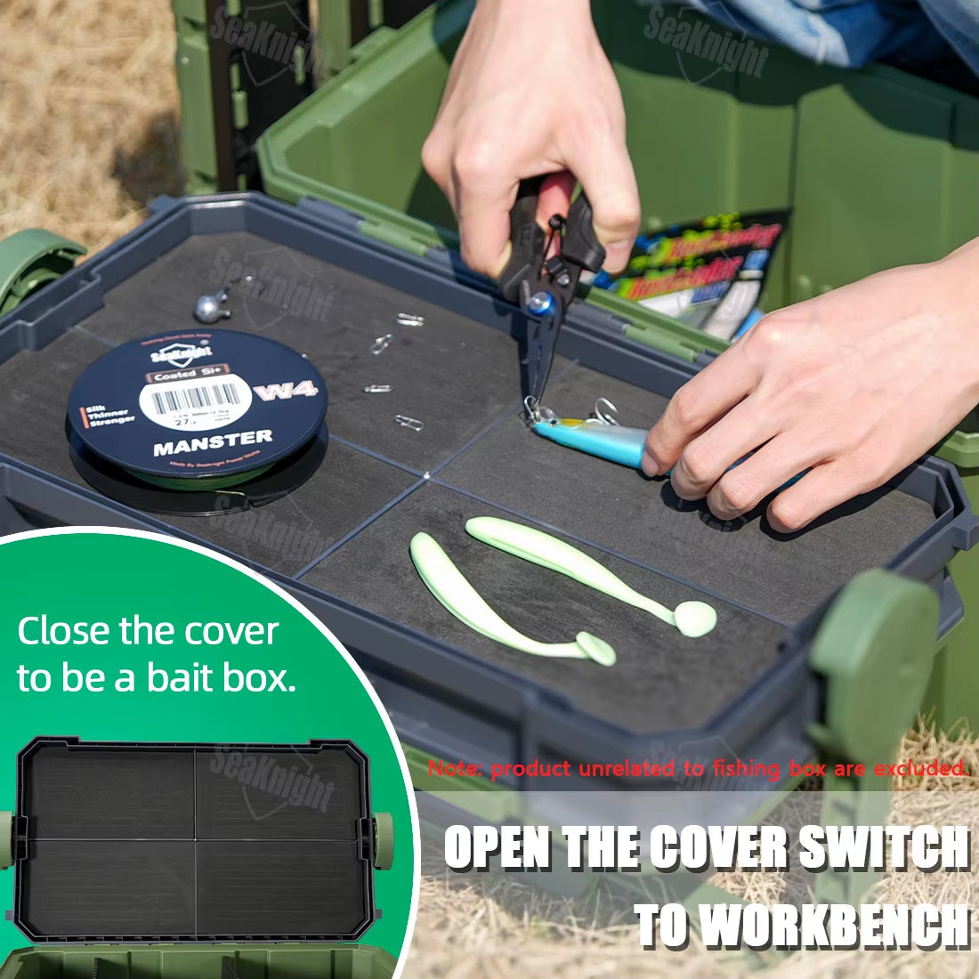 Brand 20L Fishing Tackle Box SK05 Double Layer Large Capacity Hard Fishing Storage Box Multifunctional Case Rod Holder