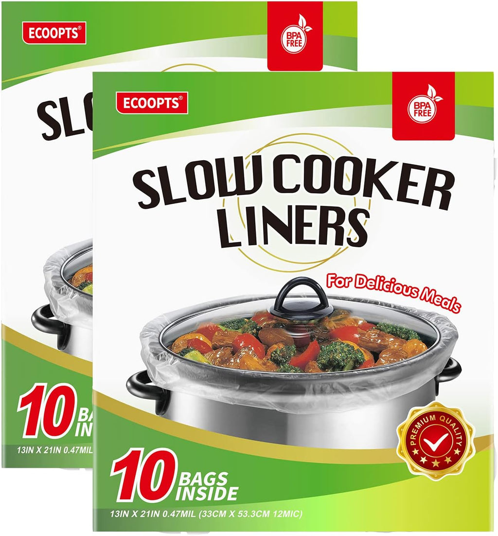 Slow Cooker Liners Disposable Cooking Bags Large Size Pot Liners Fit 4QT to 8.5QT Suitable for Oval & round Pot (20 BAGS)
