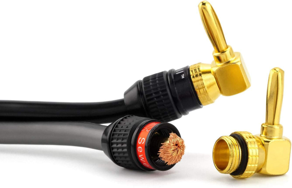 Deadbolt Right-Angle Banana Plugs, 12 Pairs Quick Connect Gold Plated Speaker Plugs 90 Degree