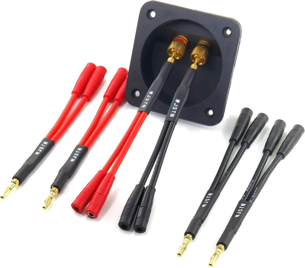 Banana Plug to 2-Female 4Mm Banana Jack Socket Plug Adapter,3 Inches Banana Plug Splitter，1 Male to 2 Female (6-Pack)