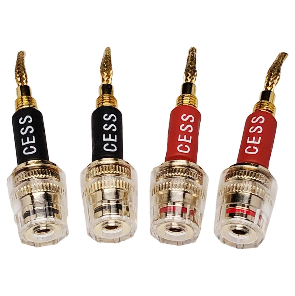 CESS-220 Pin Banana Plug to 4Mm Female Banana Jack/Speaker Wire, 4 Pack (Braided-Type to 4Mm)