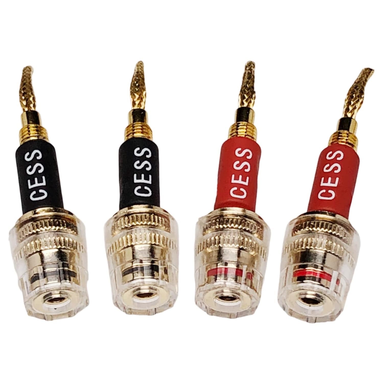 CESS-220 Pin Banana Plug to 4Mm Female Banana Jack/Speaker Wire, 4 Pack (Braided-Type to 4Mm)