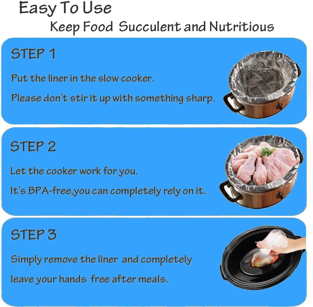 Slow Cooker Liners Small Size Pot Liners Disposable Cooking Bags Fit 1QT to 3QT Suitable for Slow Cooker and Oval & round Pot (32)